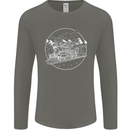 White Locomotive Steam Engine Train Spotter Mens Long Sleeve T-Shirt Charcoal