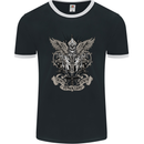 Cure the Infektion Skull Motorbike Biker Mens Ringer T-Shirt FotL Black/White