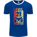 21st Birthday 21 Year Old Level Up Gamming Mens Ringer T-Shirt FotL Royal Blue/White