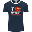 I Heart My Wife Kitesurfing Kitesurfer Mens Ringer T-Shirt FotL Navy Blue/White