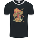 A Snail Playing the Banjo Under a Mushroom Mens Ringer T-Shirt FotL Black/White