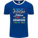 Autism Ribbon For My Grandson Autistic ASD Mens Ringer T-Shirt FotL Royal Blue/White