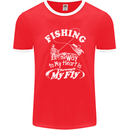 Fishing the Way to My Heart Funny Fisherman Mens Ringer T-Shirt FotL Red/White