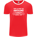 Awesome Coach Rugby Football Tennis Mens Ringer T-Shirt FotL Red/White