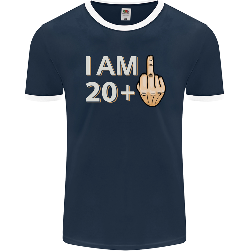 21st Birthday Funny Offensive 21 Year Old Mens Ringer T-Shirt FotL Navy Blue/White