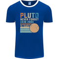 Pluto Never Forget Space Planet Astronomy Mens Ringer T-Shirt FotL Royal Blue/White