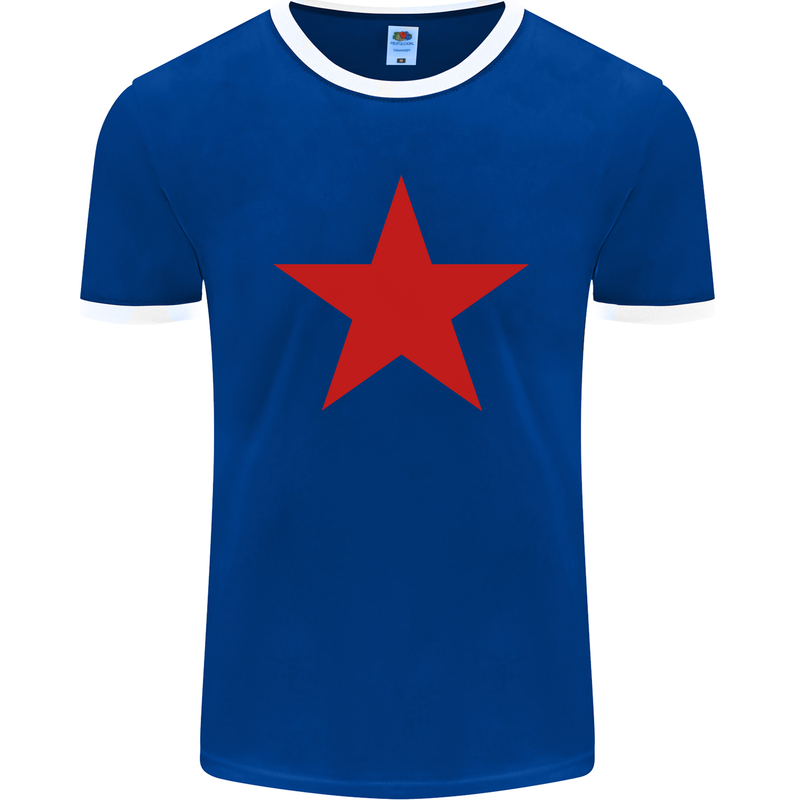Red Star Army As Worn by Mens Ringer T-Shirt FotL Royal Blue/White