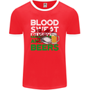Blood Sweat Rugby and Beers Wales Funny Mens Ringer T-Shirt FotL Red/White