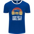 Every Days a Grill Day Funny BBQ Retirement Mens Ringer T-Shirt FotL Royal Blue/White