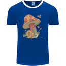 A Snail Playing the Banjo Under a Mushroom Mens Ringer T-Shirt FotL Royal Blue/White