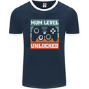 Mum Level Unlocked New Mommy Baby Born Mens Ringer T-Shirt FotL Navy Blue/White