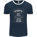 Father's Day No 1 Pops Man Myth Legend Mens Ringer T-Shirt FotL Navy Blue/White