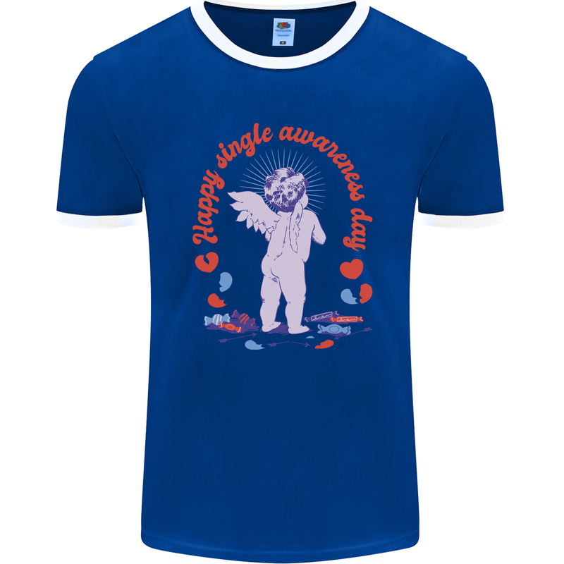 Happy Single Awareness Day Mens Ringer T-Shirt FotL Royal Blue/White