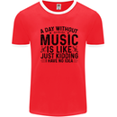 A Day Without Music Pop Rock Reggae Dance Mens Ringer T-Shirt Red/White