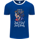 A Girl Who Loves Books Bookworm Reading Mens Ringer T-Shirt FotL Royal Blue/White