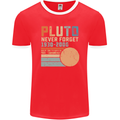 Pluto Never Forget Space Planet Astronomy Mens Ringer T-Shirt FotL Red/White