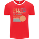 Pluto Never Forget Space Planet Astronomy Mens Ringer T-Shirt FotL Red/White