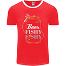 Fishing Beer Here Fishy Fisherman Funny Mens Ringer T-Shirt FotL Red/White