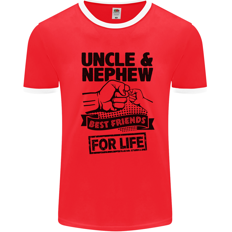 Uncle & Nephew Best Friends Uncle's Day Mens White Ringer T-Shirt Red/White