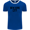 New York City as Worn by John Lennon Mens Ringer T-Shirt FotL Royal Blue/White