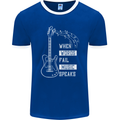 When Words Fail Music Speaks Guitar Mens Ringer T-Shirt FotL Royal Blue/White