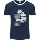 Bulldog Gym Training Top Bodybuilding Mens Ringer T-Shirt FotL Navy Blue/White