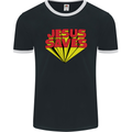 Jesus Saves Funny Christian Mens Ringer T-Shirt FotL Black/White