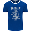 MMA Fighter MMA Mixed Martial Arts Gym Mens Ringer T-Shirt FotL Royal Blue/White