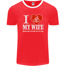 Cycling I Love My Wife Cyclist Funny Mens Ringer T-Shirt FotL Red/White