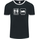 Motorbike Problem Solved Biker Motorcycle Mens Ringer T-Shirt FotL Black/White