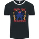 Beer Party Octopus Christmas Scuba Diving Mens Ringer T-Shirt FotL Black/White