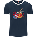 My Wife Rocks Funny Music Guitar Mens Ringer T-Shirt FotL Navy Blue/White