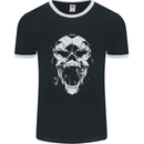 A Football Skull Footy Soccer Mens Ringer T-Shirt FotL Black/White