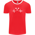 Pulse Darts Funny ECG Mens Ringer T-Shirt FotL Red/White