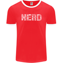 Nerd Word Art Geek Mens Ringer T-Shirt FotL Red/White