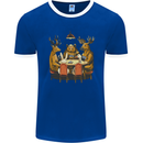 Animals Funny Wildlife Poker Game Cards Mens Ringer T-Shirt FotL Royal Blue/White