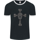 Day of the Dead Sugar Skull Cross Mens Ringer T-Shirt FotL Black/White
