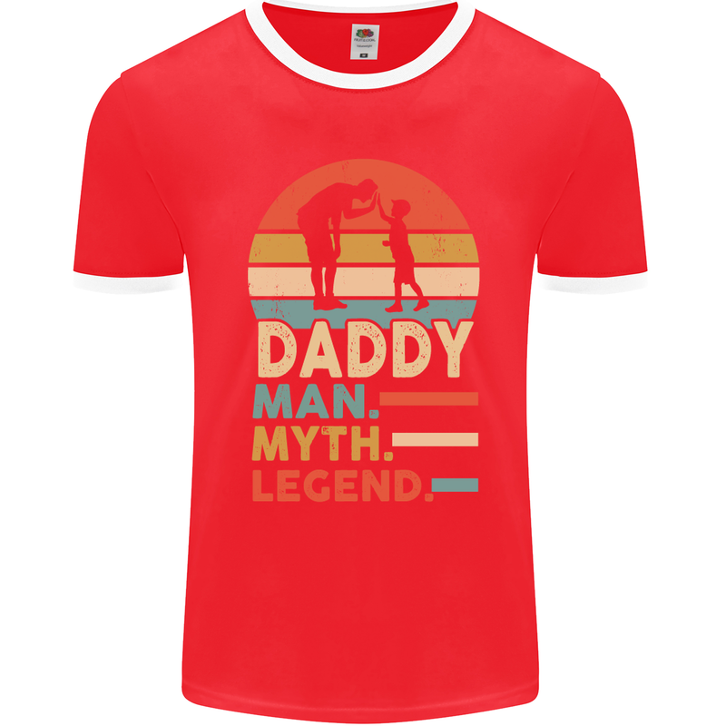 Daddy Man Myth Legend Funny Fathers Day Mens Ringer T-Shirt FotL Red/White