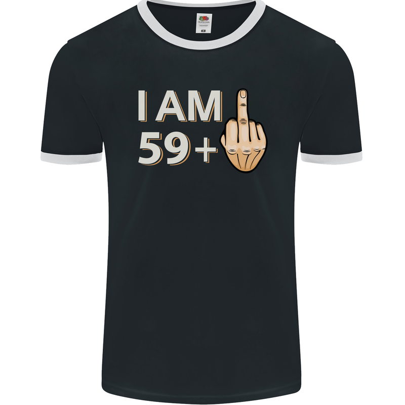 60th Birthday Funny Offensive 60 Year Old Mens Ringer T-Shirt FotL Black/White