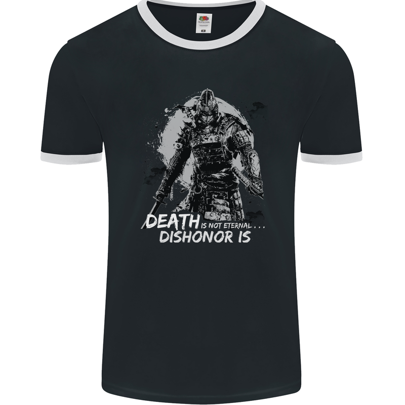 Death Not Eternal Martial Arts MMA Samurai Mens Ringer T-Shirt FotL Black/White