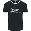 Enjoy Vinyl DJ DJing Decks Turntable Funny Mens Ringer T-Shirt FotL Black/White