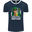 St Patricks Day Great Again Donald Trump Mens Ringer T-Shirt FotL Navy Blue/White