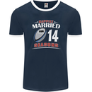 14 Year Wedding Anniversary 14th Rugby Mens Ringer T-Shirt FotL Navy Blue/White