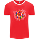 Rubix Cube Equation Funny Puzzle Enigma Mens Ringer T-Shirt FotL Red/White