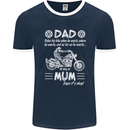 Dad Mum Biker Motorcycle Motorbike Funny Mens Ringer T-Shirt FotL Navy Blue/White