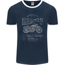 American Custom Motorcycles Motorbike Biker Mens Ringer T-Shirt FotL Navy Blue/White