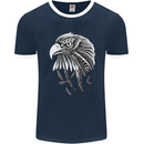 Eagle Bird of Prey Ornithology Mens Ringer T-Shirt FotL Navy Blue/White