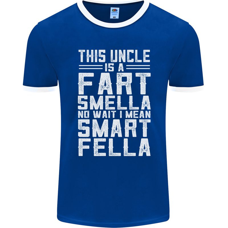 Uncle Is a Fart Smella Funny Fathers Day Mens Ringer T-Shirt FotL Royal Blue/White