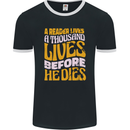 Bookworm Reading a Reader Dies Funny Mens Ringer T-Shirt FotL Black/White