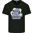 Whoos the Best Dad Funny Fathers Day Owl Mens V-Neck Cotton T-Shirt Black